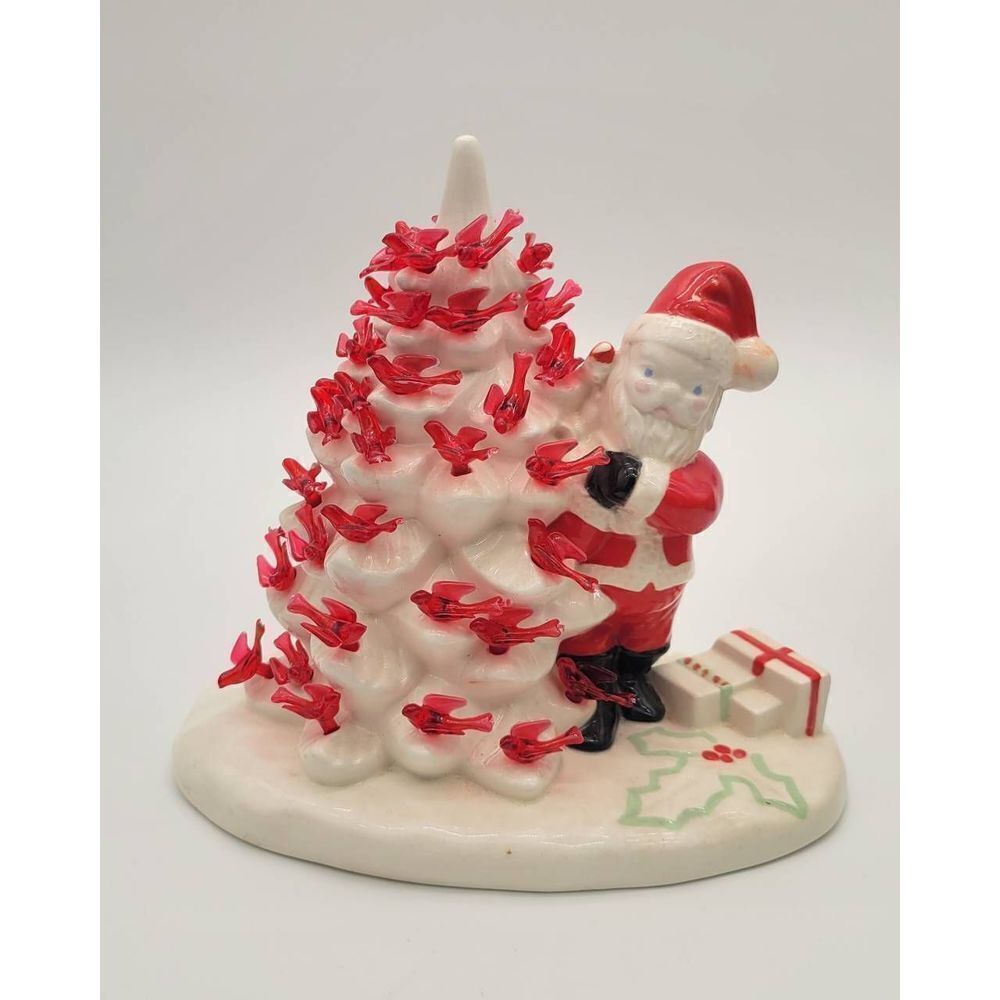 Vintage Cardinal Christmas Tree with Santa